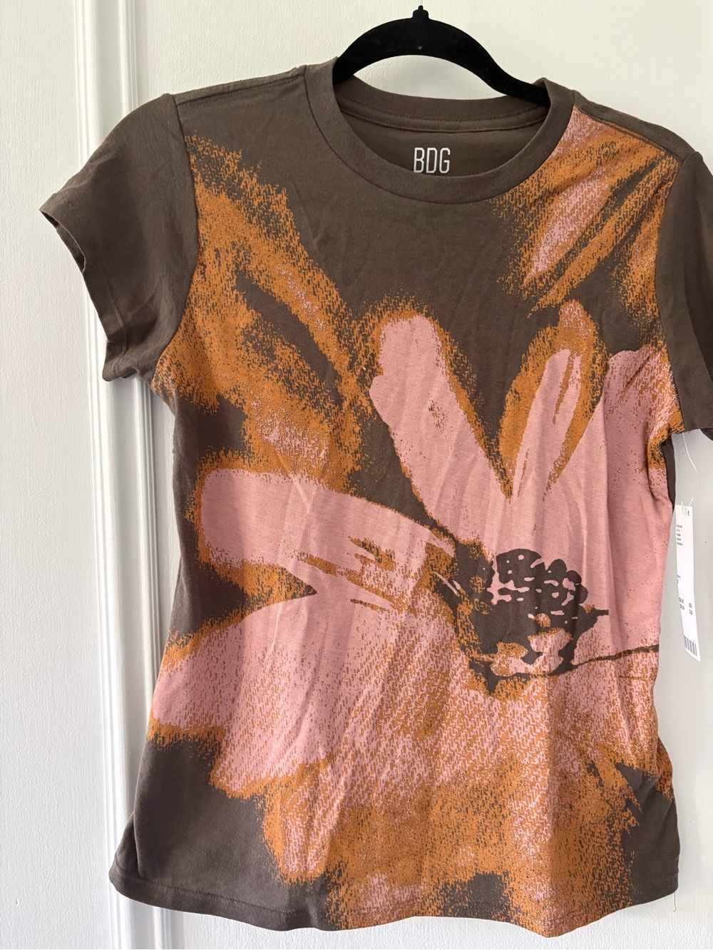 BDG Brown Tee with Pink & Orange Floral Print